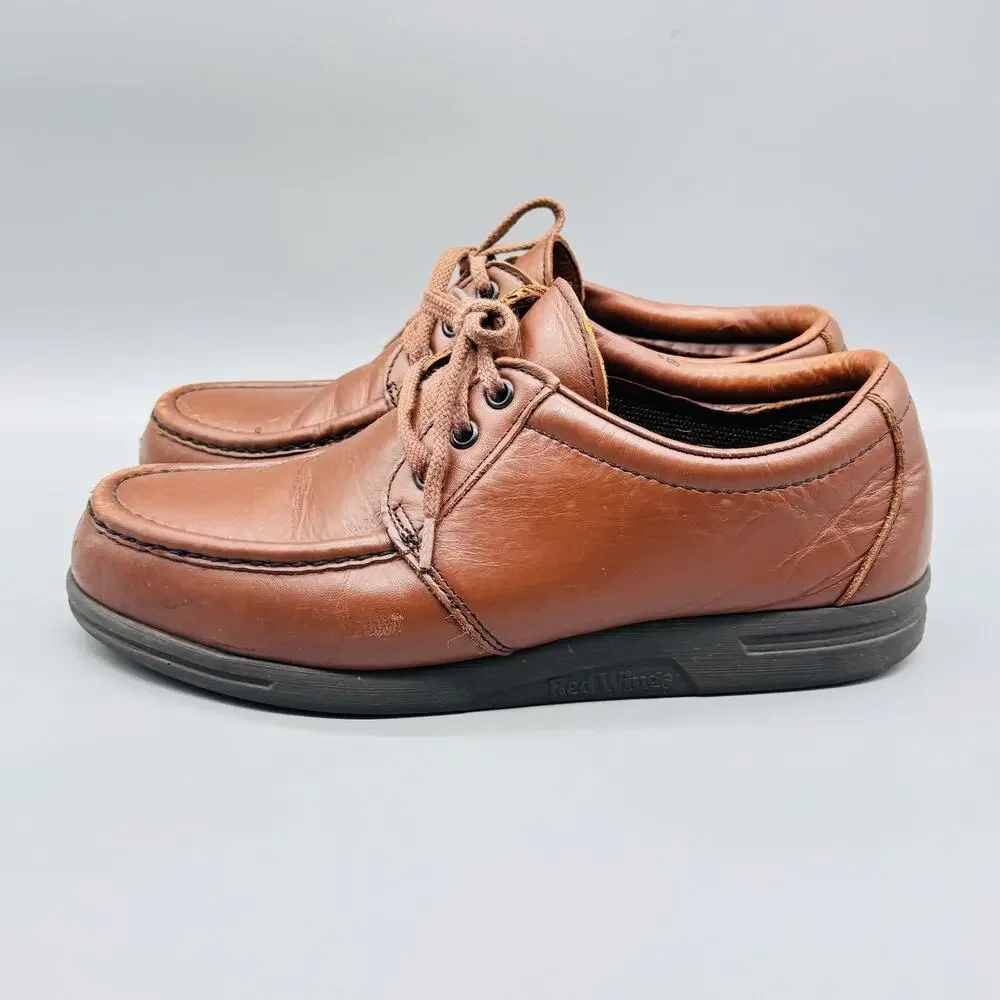 Red Wing Shoes Mens 8.5 Brown Leather Moc Toe Lace Up Oxford Casual Comfort USA